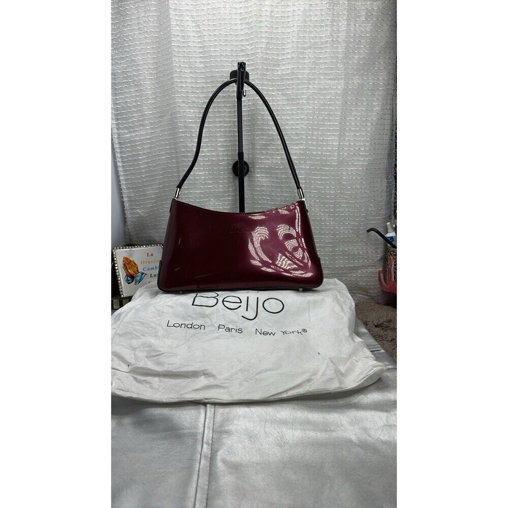 (B) Beijo 6190 Red Berry and Black Purse Handbag Shoulder Bag Pocket Book
